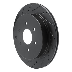Infiniti QX56 Brake Rotor (1) - Rear Left - R1 Concepts - Drilled & Slotted - Black - `10-`24